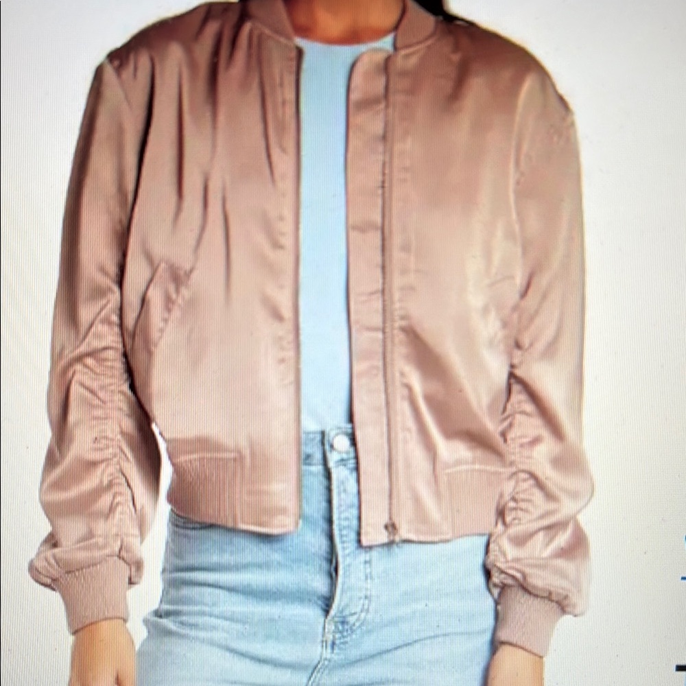 Satin Bomber Jacket - Rose Gold- NWT-